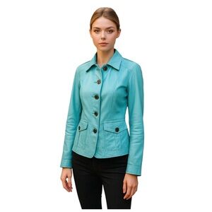 Source Unknown Women’s Aqua Leather Jacket